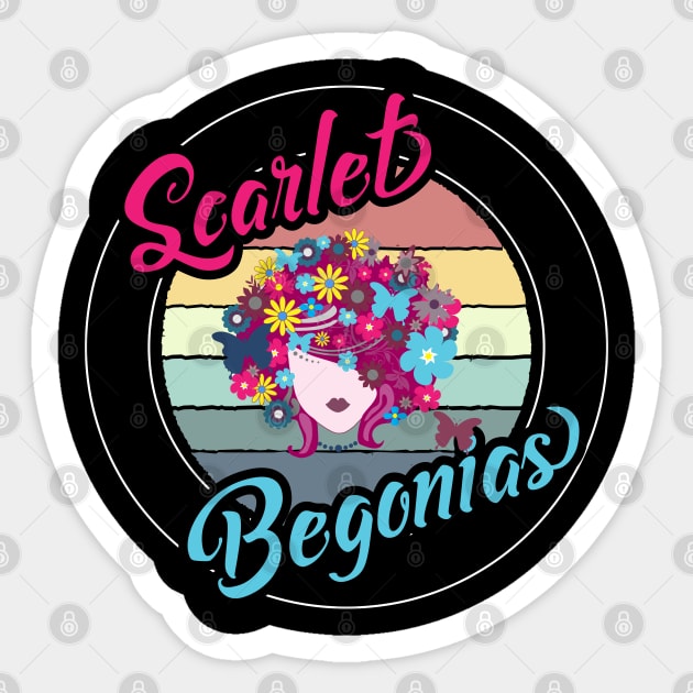 Scarlet Begonias Flower Power Girl Vintage Sunset Sticker by jutulen